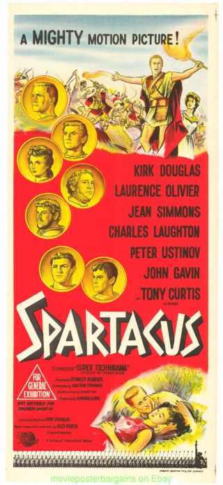 Spartacus Movie Poster 1960 Kirk Douglas Australian Daybill Size 13x30