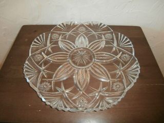 Heavy Round Cut Glass Clear Lead Crystal Serving Platter/plate
