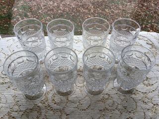 Gvv Vtg Set Of 8 Imperial Glass Ohio Tradition Clear Footed Tumbler 12 Oz