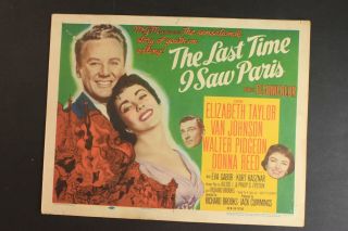 1954 Last Time I Saw Paris Movie Lobby Title Card Van Johnson Elizabeth Taylor