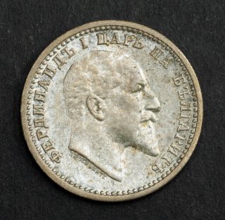 1910,  Kingdom Of Bulgaria,  Ferdinand I.  Silver 50 Stotinki Coin.  Au - Unc