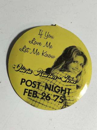 Olivia Newton John If You Love Me Let Me Know Pinback Button Pin 1975 Post Night