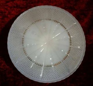 Vintage Fire King Anchor Hocking Milk Glass W/gold Cake Plate