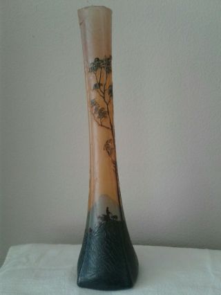 Legras 13 3/4 " Tall Scenic Enameled Cameo Vase