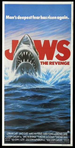 Jaws The Revenge Daybill Movie Poster Michael Caine Lorraine Gary Shark