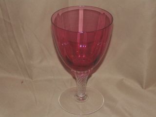 George Borgfeldt Lisa Optic Cranberry Water Glass Goblet Vintage