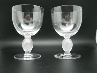 Pair (2) Of Lalique France Langeais 5 3/4 " Tall Wine Glasses