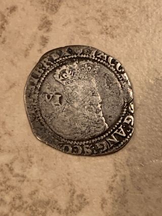 1604 King James I Silver English Sixpence