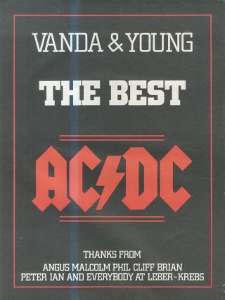 (sfbk17) Poster/advert 14x11 " Vanda & Young Ac/dc The Best Thanks