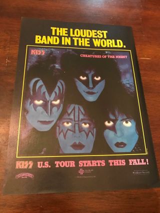 1982 Vintage 8x11 Album Print Ad For Kiss Creatures Of The Night " Loudest Band "