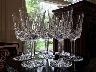 Waterford Irish Crystal Lismore 6 7/8 " Water Wine Goblets (8) Ireland