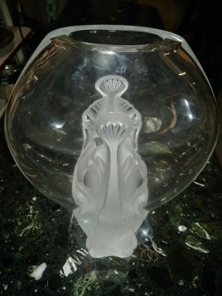 GARANCE by Lalique,  France Flower Vase Clear Crystal Glass Vase SIGNED 2