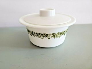Vintage Pyrex Spring Blossom Green Round Butter Tub Dish With Lid Crazy Daisy