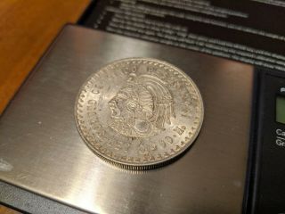 1948 Mexico 5 Cinco Pesos Cuauhtemoc Silver Coin Uncirculated Au/unc