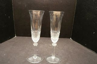 2 Saint St.  Louis Crystal Tommy Champagne Flute Glass 8 1/8 " Toasting Stems Pair