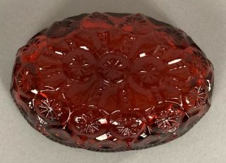 Le Smith Moon And Star Ruby Red Glass Oval Ashtray Dish 4.  5 "