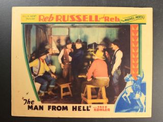 1934 The Man From Hell Western Movie Lobby Card Reb Russell