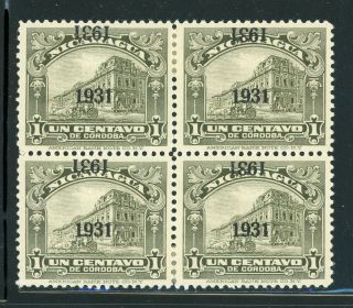 Nicaragua Mh 1931 Ovpt Specialized: Maxwell 651c 1c Double Ovpt 1 Invert Block
