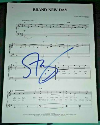 Sting The Police Singer Day 10x13 Sheet Music Signed Autographed Rare