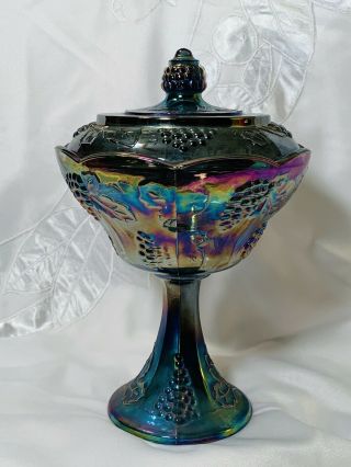 Vintage Indiana Glass Carnival Glass Compote Candy Dish Wedding Bowl