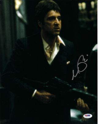 Al Pacino Autographed 11x14 Scarface Photo Tony Montana Holding Gun - Psa/dna