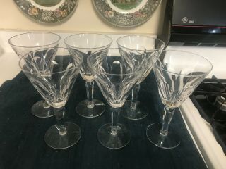Set 6 7 " Waterford Sheila Cut Crystal Water Goblets Glasses Stems