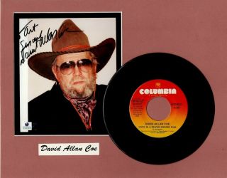 David Allan Coe Autographed 11x14 Matted Photo & Record Country Legend Gv892976