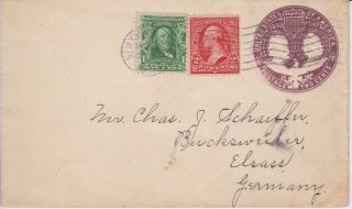 U.  S.  A.  Uprated Stamped Envelope Columbus 1892 2 C.  To Germany