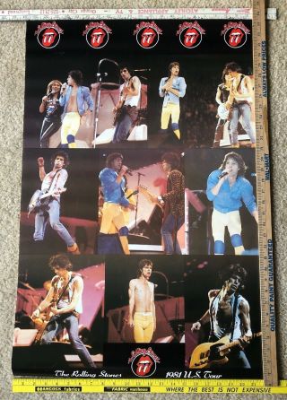 Vintage Rolling Stones Poster 22” X 35” Rock 1981 Us Tour Concert Stage