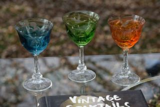 Vintage MOSER Crystal Wine Glasses 5 oz Multi Colored 