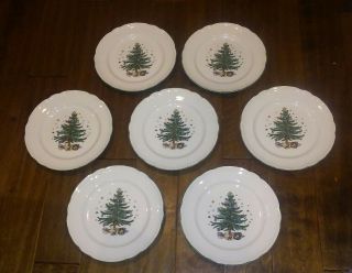 Nikko Holiday Greetings Christmas Tree Dinner Plates 10 1/2 " Set Of 7