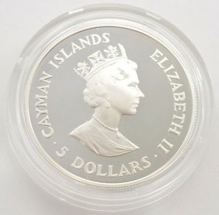 1989 Cayman Islands Sterling Silver PF 5 Dollars 100 Years Postal Service 082 3