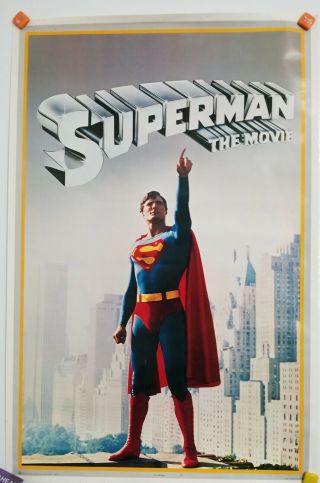 Rare 1978 Superman The Movie Retail Movie Poster Christoper Reeve Man Of Steel