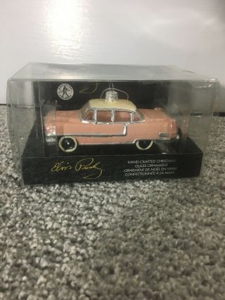 Elvis Presley Pink Car - Holiday Ornament - Hand - Crafted Glass - Kurt S.  Adler