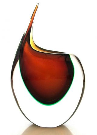 Signed Massive Murano Sommerso Submerged Art Glass Vase By Luigi Onesto