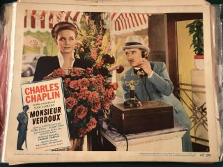 Monsieur Verdoux 1947 United Artists 11x14 " Comedy Lobby Charlie Chaplin Barbara