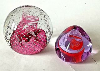 Caithness Glass Paperweight Cauldron Pink & Pebble
