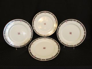 Set Of 4 Royal Prestige Midnight Mood Black/floral 4122 11 " Dinner Plates,  Japan