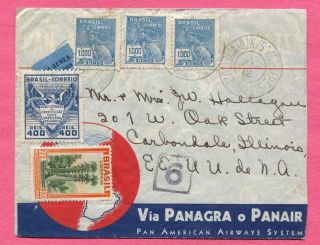 Dr Who 1933 Brazil Airmail Panagra Panair To Usa 6686