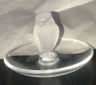 Lalique Frosted Crystal Rapace Bird Of Prey Ring / Trinket Dish