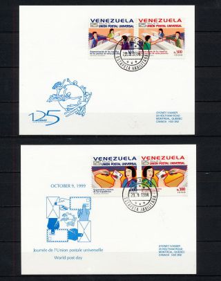 (sbaz 234) Venezuela 1998 1999 Fdc Cards Upu 125th Anniversary