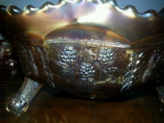 Antique Fenton PANTHER Marigold Carnival Glass Berry Bowl Set circa 1911 3