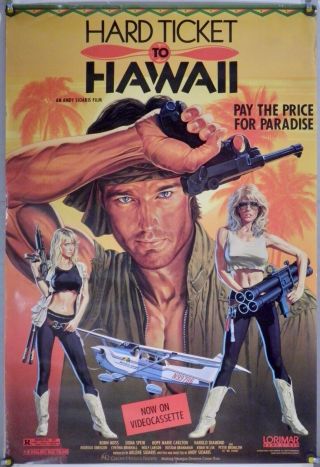 Hard Ticket To Hawaii Rolled Orig Video Poster Andy Sidaris (1987)