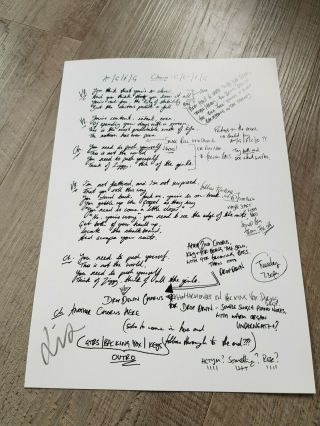 Courteeners Push Yourself Signed Lyric Card Liam Fray