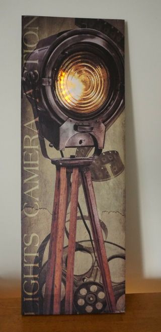 Lights Camera Action Lighted Retro Vintage Movie Cinema Home Theater Room Sign