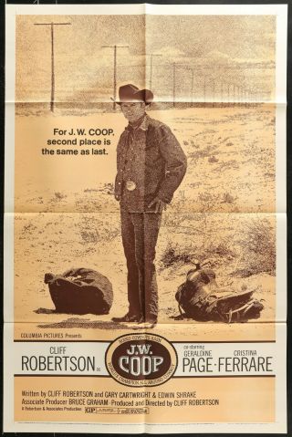 Jw Coop Cliff Robertson Bull Rider 1971 1 Sheet Movie Poster 27 X 41