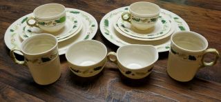 Vintage Belleek Holly Christmas Tea Set 2,  Cups,  Mugs,  Saucers,  Plates,  C & S