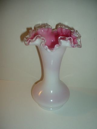 Fenton Silvercrest Pink Cased Glass Vase
