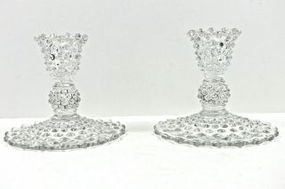 Vintage Clear Glass Hobnail Candle Holders 3.  75 " H.  Duncan Miller