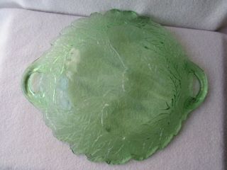 Vintage Sweet Pear Green Uranium Vaseline Glass Indiana Serving Platter Tray 2